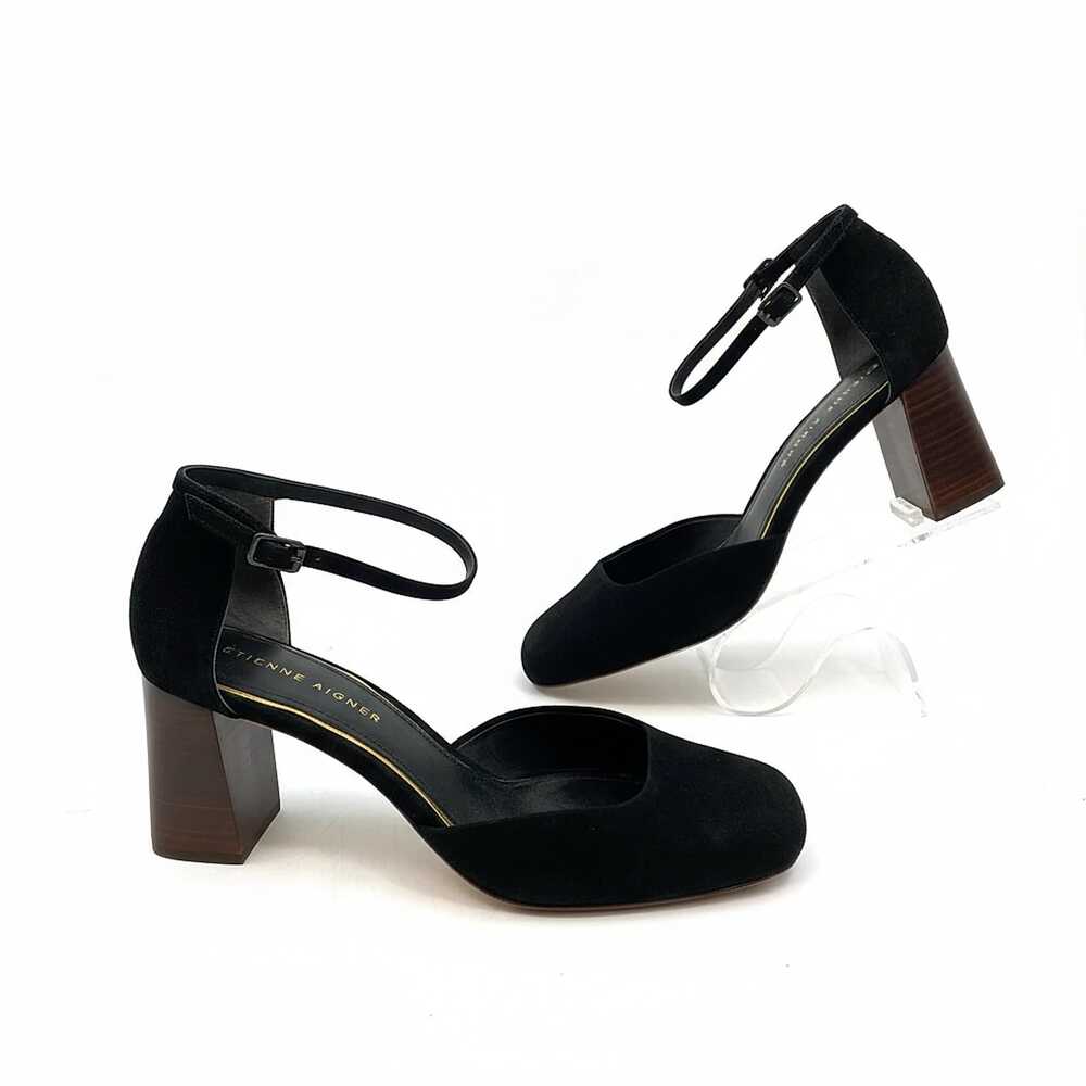 Etienne Aigner Black Suede Pumps 8 | Ankle Strap Classic Pump